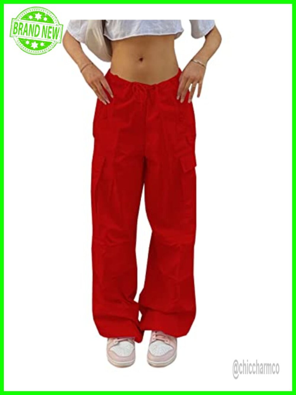 Parachute Cargo Pants Women Baggy Low Waist Wide Leg Jogger Streetwear